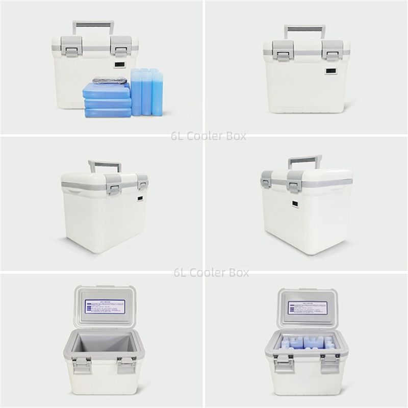6L Portable Medical Cooler Box Outdoor Locking PU Foam Medicine Ice Cooler Box 48H Cold Time