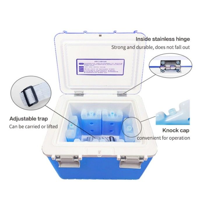 Portable Cooler with Optional Temperature Display and 100% PU Foam Insulation for Lightweight Medical Cooler Box