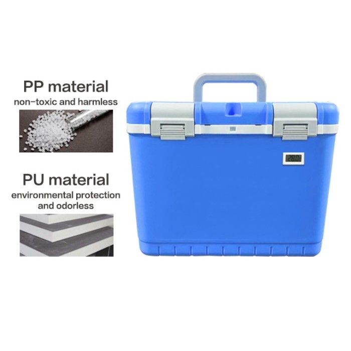 FS-10L portable blood specimen cold chain cooler box featuring stackable design ensures temperature maintenance for specimen transport