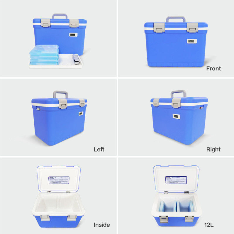 Passive Medical Cooler Box With Ice Packs 12L Capacity Engineered To Maintain Consistent Temperature Over 24hrs Duration