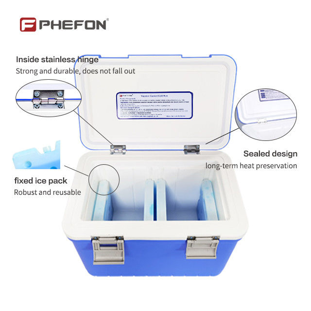 GSP Compliant Medical Insulated Cooler Box, Reusable Thermal Transport Container, Maintain Stable 2‑8°C Environment for Vaccines, Injectable Drugs, Blood Specimens and Lab Reagents for Global Medical