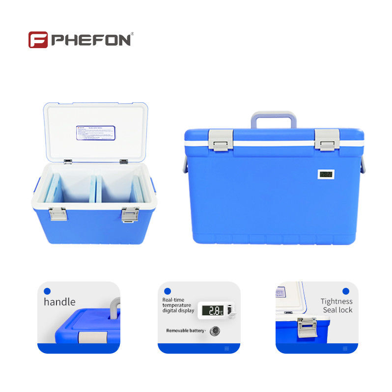 PU Insulation Portable Blood Specimen Cold Chain Cooler Box Outer Shell And Liner Are PP PU Durable Temperature Control
