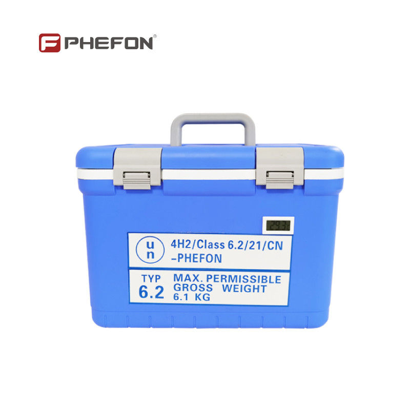 PP Outer Shell And Liner UN2814 Box 2pcs / Cooler Included UN3373 Container Temperature Display