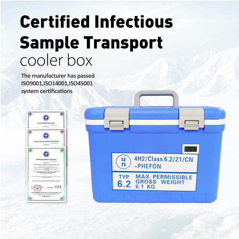 UN2814 Cooler Box For Biological Sample Transport With 24hrs Cold Time Durable Corrugated Cardboard And IATA DOT Compliance