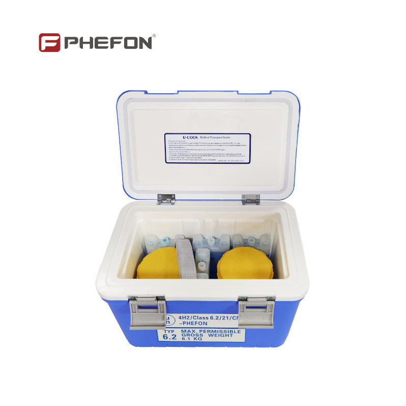 PHEFON UN2814 UN3373 Biological Cooler Box Biosafety Transport Tank With 2°C To +8°C Temperature Range And Sealed Leak-proof For 24-hour Cold Time