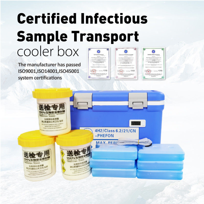 UN3373 Secondary Package Container 3PCS Included Transport Container For Biological Samples Featuring 18L Cooler Box Capacity