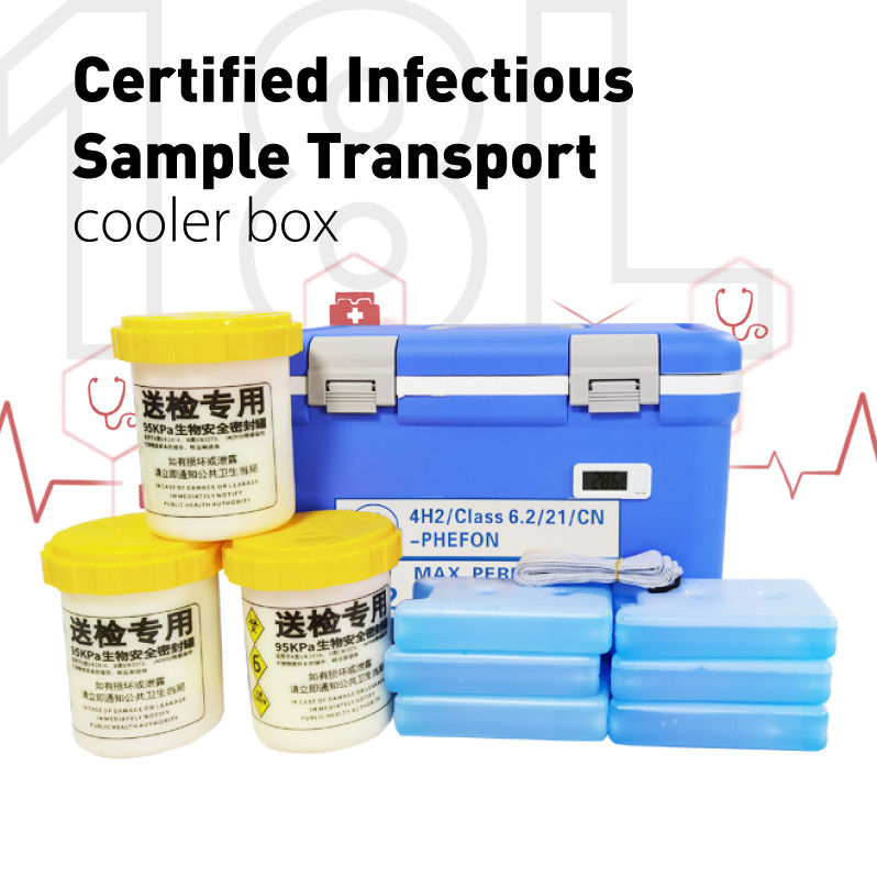 UN3373 Cooler Box For Biological Substance Category B Transport  18L  PU Polyurethane Foam Insulation