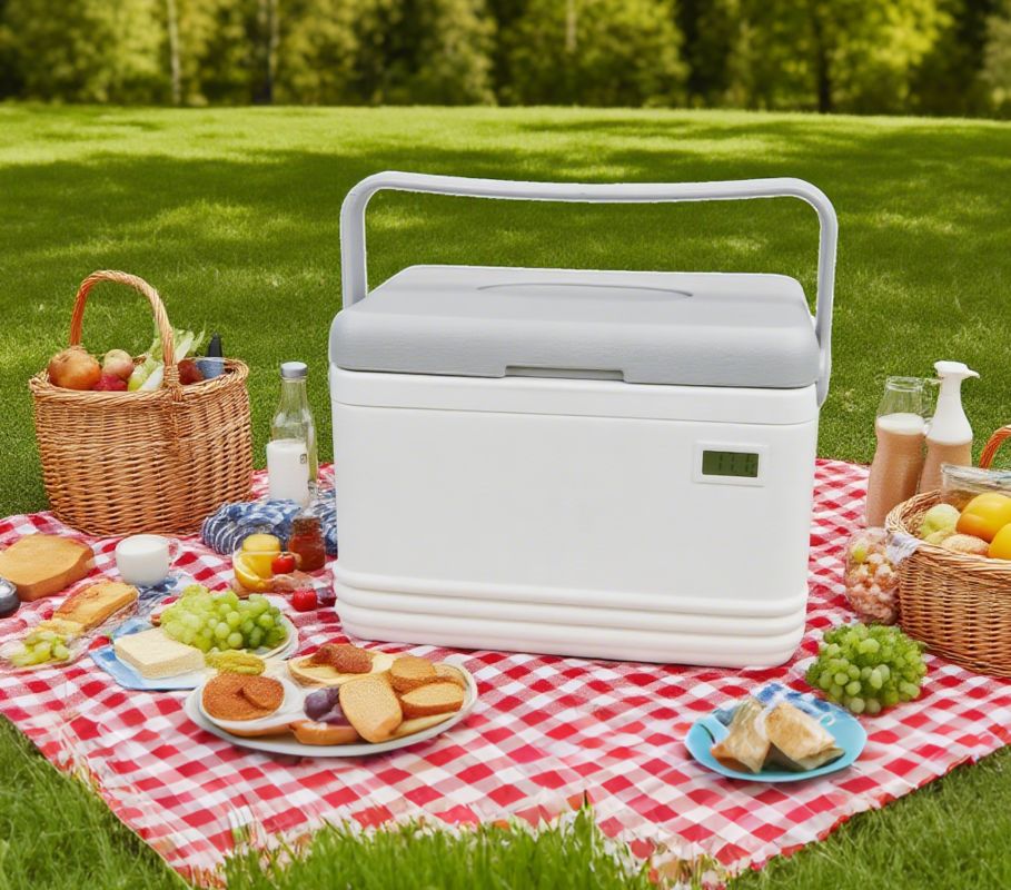 Outdoor Insulated Ice Chest with Secure Lid & Carry Handle, Ice Retention Cooler for Camping, Picnic, Beach, Fishing, Hiking, Road Trip, Keep Drinks & Food Fresh