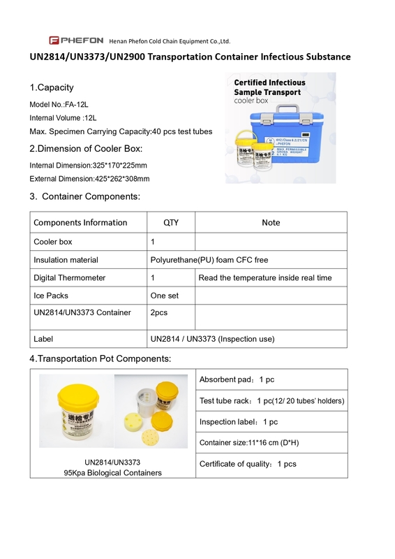 24hrs Cold Time UN3373 Specimen Cold Chain Safety Transportation Triple Package Cooler Box