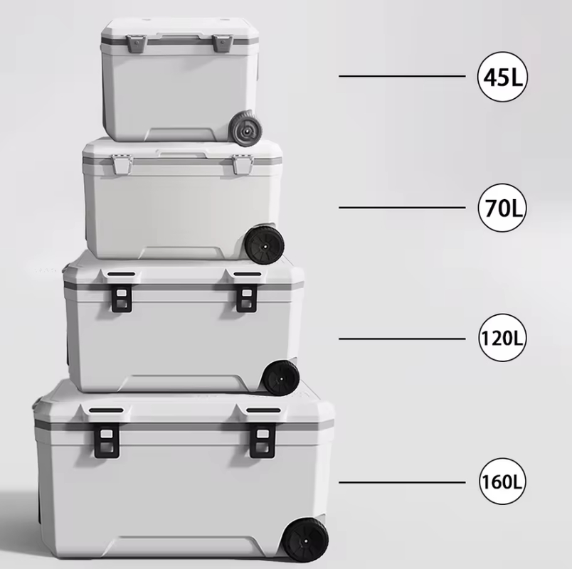 Source Manufacturer 70 Liters Hard Ice Cooler Box With Wheels Long Retention Support Customize