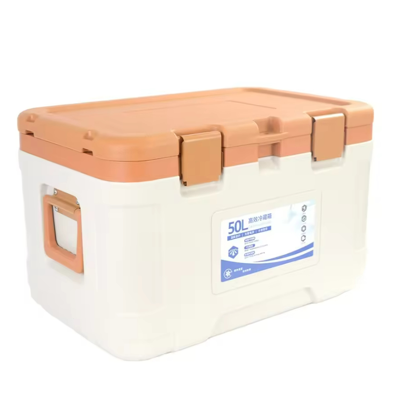 50L Plastic Ice Cooler Box With Wheels Waterproof and Thermal Insulated Hard Cooler for Outdoor Activities
