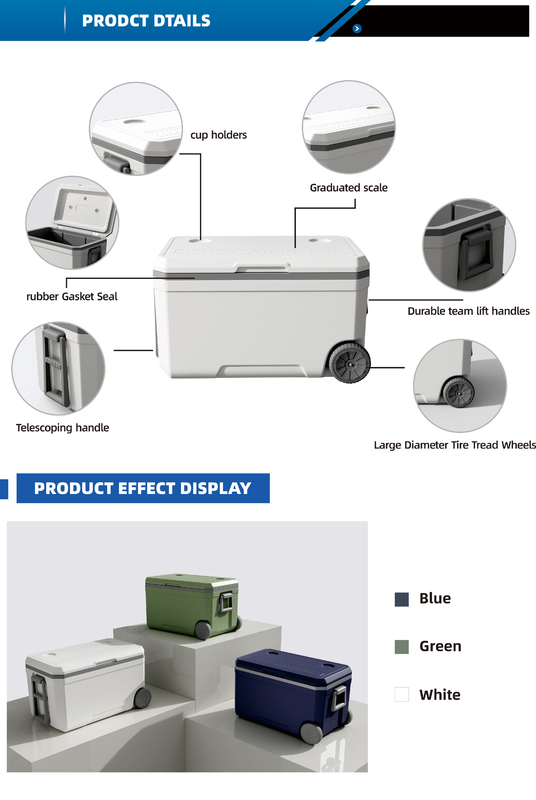 Phefon Wheels Ice Cooler Box With Buckle Locking Mechanism For Secure Cold Chain Storage