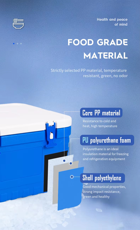 Phefon FS-85L Insulated Ice Cooler Box with Hinged Lid for Cold Chain Storage