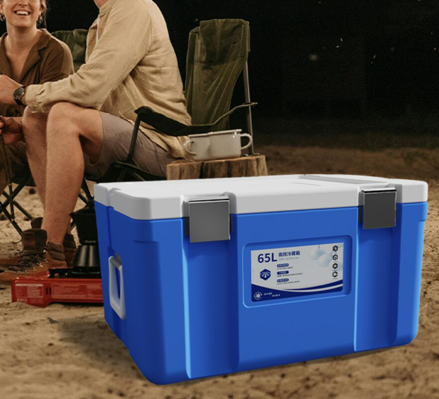 Ice Cooler Box with 36 to 48 Hours Cold Storage Time 65L Volume and 8kg Weight for Camping and Picnics