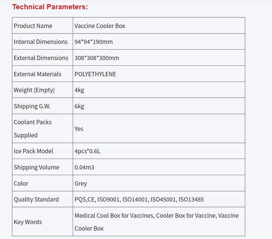 Qualified Vaccine Carrier Medical Cooler Box 1.7Lilters  With Long Cooling Duration For Safe Vaccine Cold Chain Transport