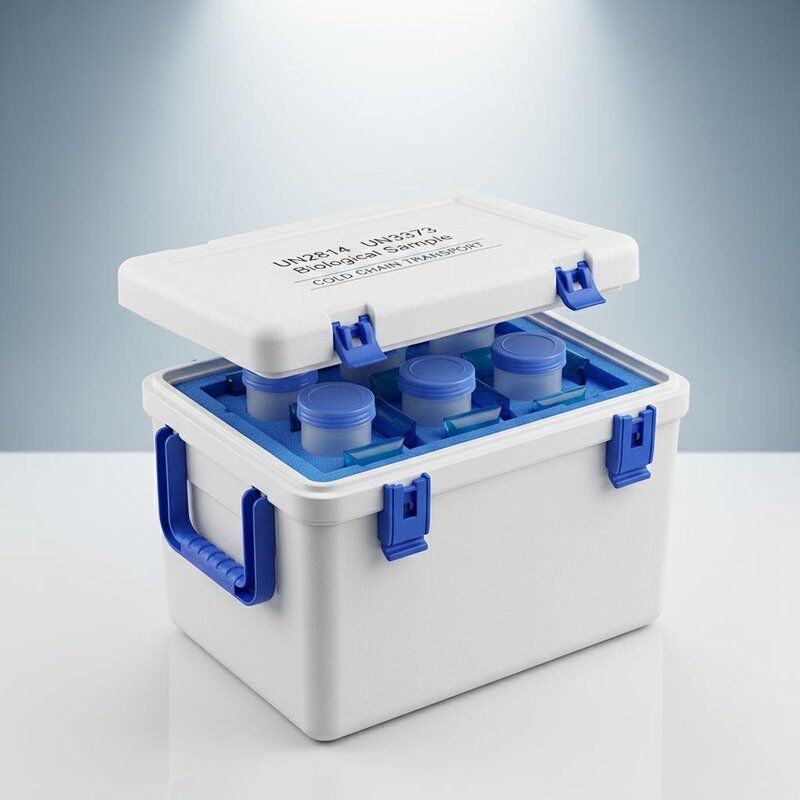 UN2814 UN3373 Biological Sample Cold Chain Transport Cooler Box With Sealed Leak-proof Triple Container For Safe Storage