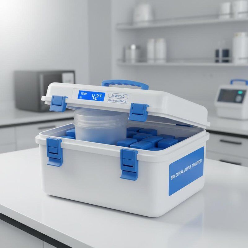 UN2814 Medical Cooler Box with 24-hour Cold Time, Sealed Leak-proof Secondary Container and Temperature Display for Biological Sample Transport