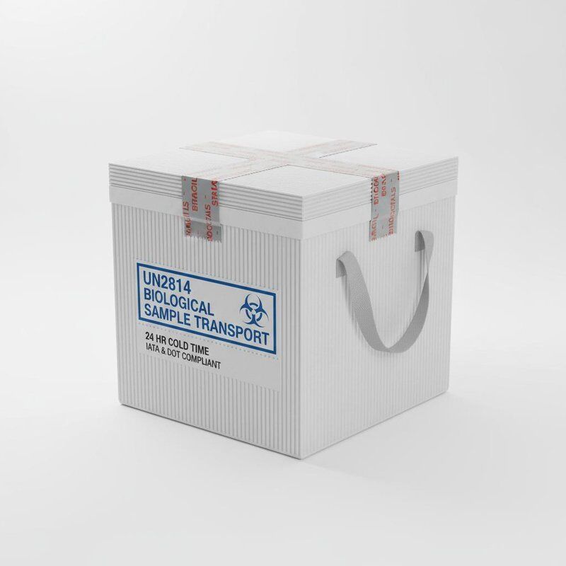 UN2814 Cooler Box for Biological Sample Transport with 24hrs Cold Time Durable Corrugated Cardboard and IATA DOT Compliance