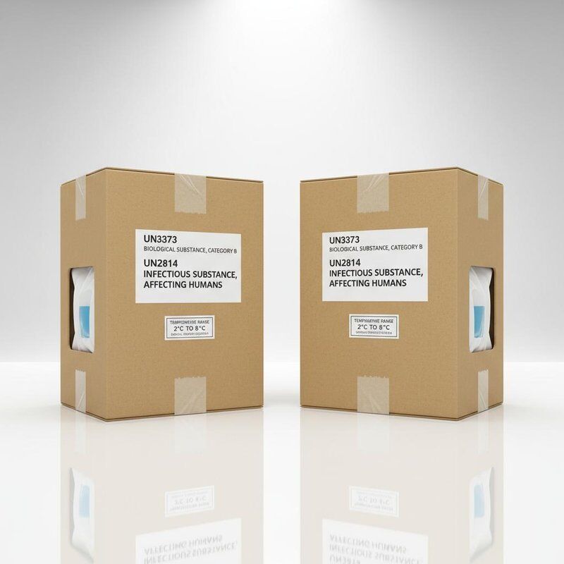 UN3373 Container 2pcs Configuration UN2814 Box Sealed Secondary Packaging Temperature Range 2°C To 8°C Medical Transport Solution