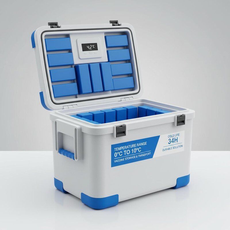 Temperature range 0°C To 10°C Vaccine Cooler Box Designed For Vaccine Storage And Transport With Cold Life 34h And Durable Solution