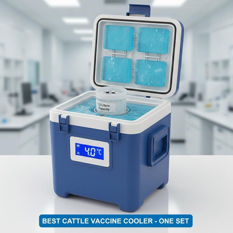 Buz Paketleri Veteriner için Bir Set En İyi Sığır Aşı Soğutucusu 1,5 Litre Kapasiteli Sıcaklık Kontrollü Konteyner Sağlar