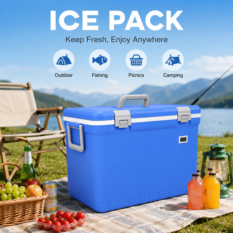 30L Portable Insulated Cooler Box With Complete Ice Pack Set  Leakproof Lock Lid Cooler For Camping Fishing Picnic Beach Outdoor Food & Drinks Storage