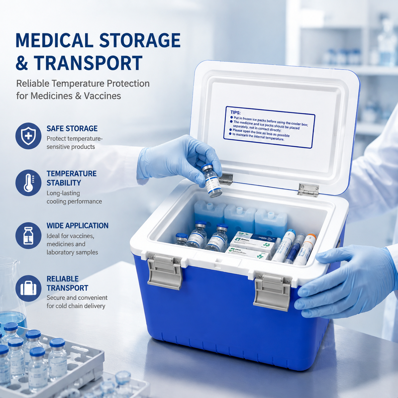 PU Insulation Medical Cooler Box CE Certified Equipped with Airtight and Leakproof Lid Ensuring Safe Medical Transport