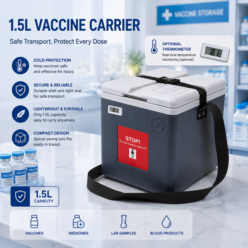 1.5 Liters Capacity Vaccine Transport Cooler Temperature Retention Ensuring Safe Delivery Of Vaccines In Medical Logistics Customize Support
