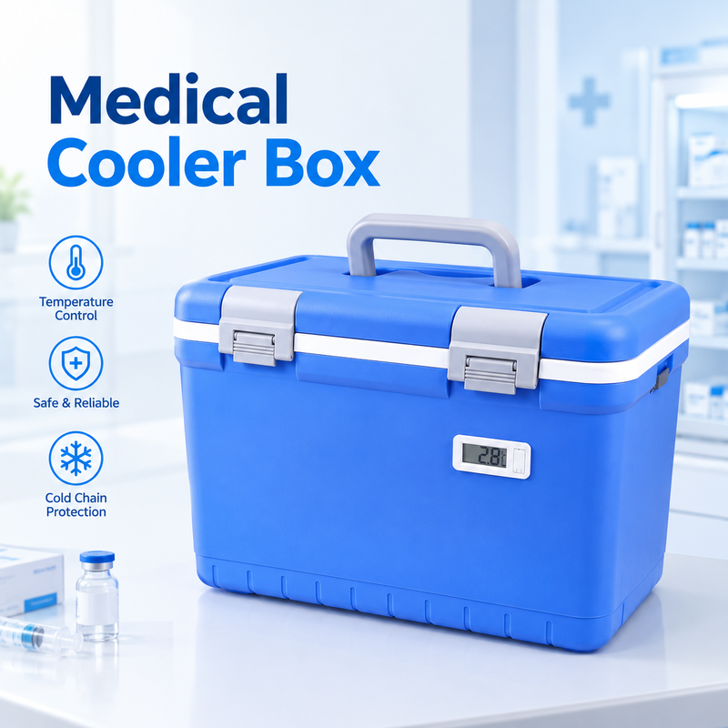 Medical Cold Chain Cooler Box, Portable Isothermal Transport Case With Temperature Recorder, 2‑8°C Constant Temperature Carrier For Vaccines, Pharmaceutical Drugs, Lab Specimens And Reagents For Hospi