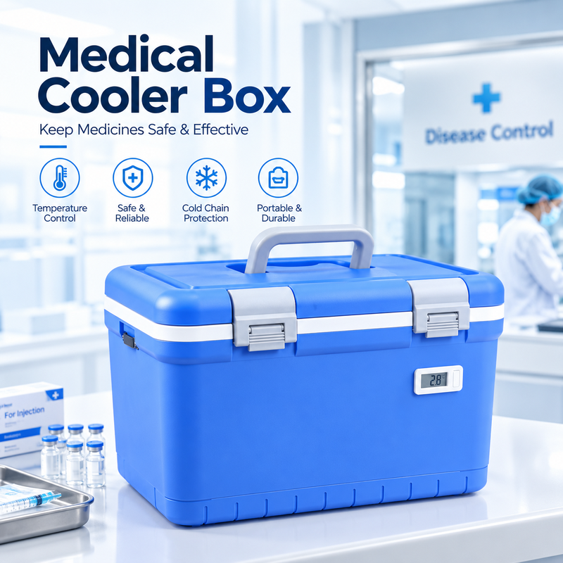 Portable Vaccine & Medicine Cooler Box, Cold‑Chain Isothermal Storage Case with Digital Temp Display, Temperature‑Maintaining Carrier for Biochemical Reagents, Clinical Specimens for Field Sampling an