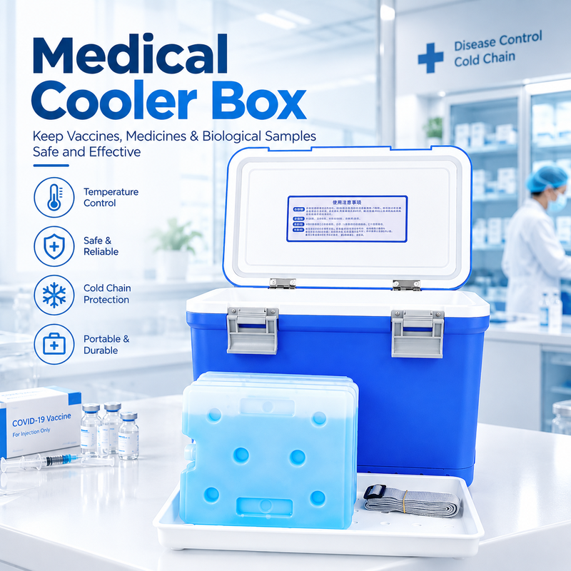 Temperature‑Controlled Medical Cooler Box, Secure Cold‑Chain Transport Case for Vaccines , Reliable 2‑8°C Thermal Storage for Lab Specimens, Biological Reagents for Medical Facilities