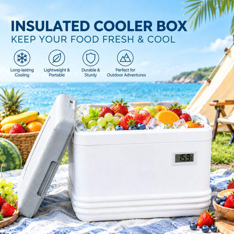 Camping Cooler Box with Beer Utilizing Polyurethane Foam Insulation Providing Long Lasting Cold Retention Outdoors