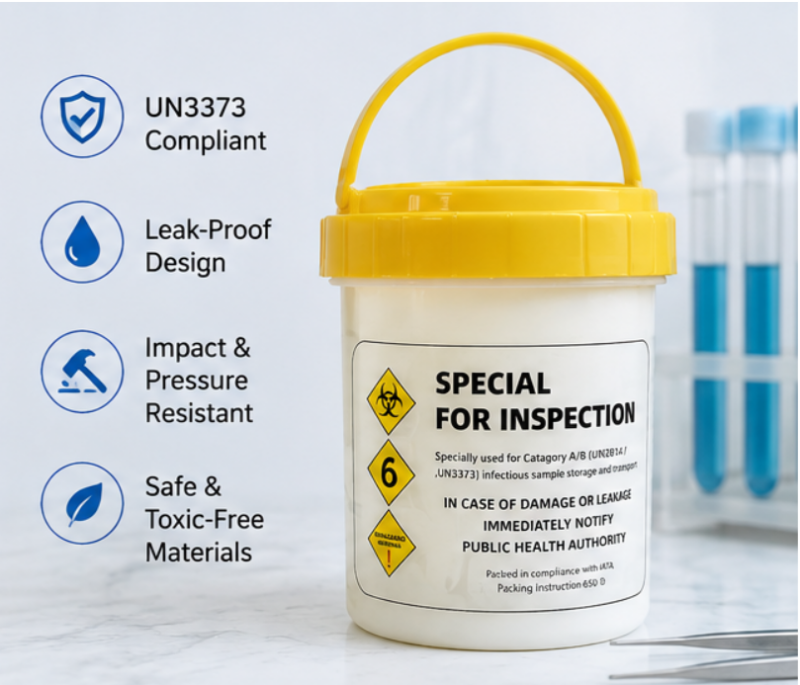 UN3373 Biological Sample Transport Box With Durable Cardboard Outer Box PP Container Ideal For Infectious Specimen Safe Transport And Storage