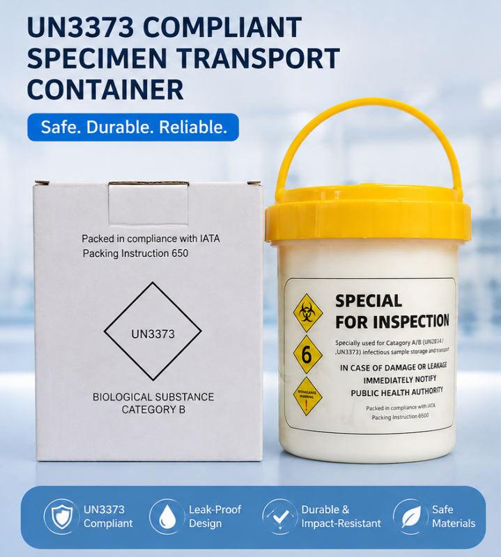 UN2814 UN3373 Compliant Triple Packaging System Leakproof Specimen Jar And Absorbent Pouch Complete Solution