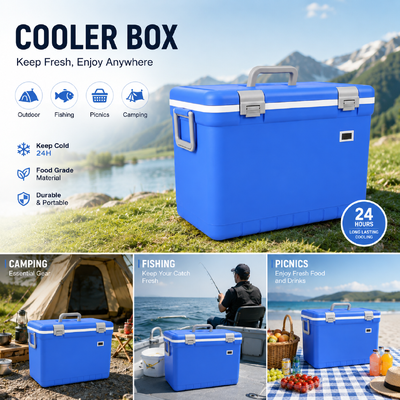 Multipurpose Ice Cooler Box Designed to Keep Food and Beverages Cold During Transport and Storage for Various Applications
