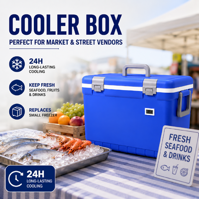 Ice Cooler Box Road Trip & RV Travel: Stackable, 24h cold storage for drinks & fresh food