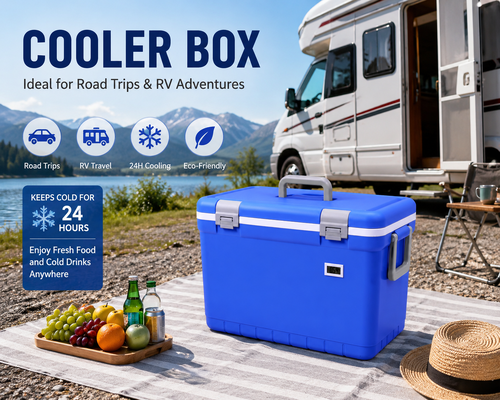 PU Insulation Ice Cooler Box Ideal Road Trip RV Travel Hiking Mountain Biking Yacht Boat Fishing Tailgate Party Optional Temperature Install