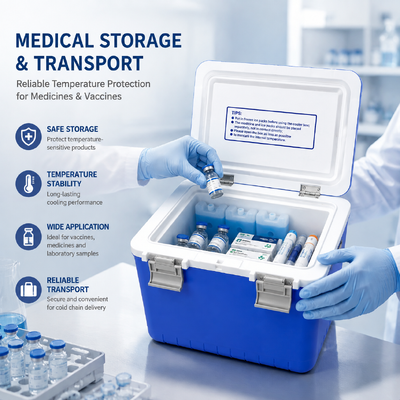 PU Insulation Medical Cooler Box CE Certified Equipped with Airtight and Leakproof Lid Ensuring Safe Medical Transport
