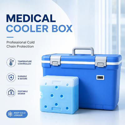 PU Insulation Portable Blood Specimen Cold Chain Cooler Box Outer Shell And Liner Are PP PU Durable Temperature Control