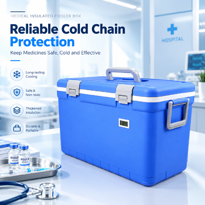 Medical Cooler Box temperature controlled insulated carrier engineered for preservation of vaccines blood products and medical reagents