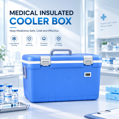 Medical Cooler Box insulated container designed to maintain optimal temperature during medical sample transport and vaccine delivery