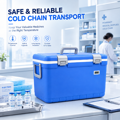 Temperature Display Ice Medication Cold Box Utilizing Polyurethane Foam Insulation Providing Long Lasting Cooling Effect