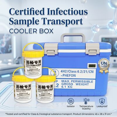 Biohazard Label Insulated Biological Sample Transport Container OEM UN3373 And UN2814 Cooler Box Including Temperature Display