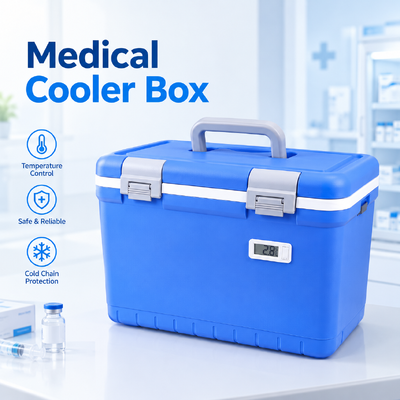 Medical Cold Chain Cooler Box, Portable Isothermal Transport Case With Temperature Recorder, 2‑8°C Constant Temperature Carrier For Vaccines, Pharmaceutical Drugs, Lab Specimens And Reagents For Hospi
